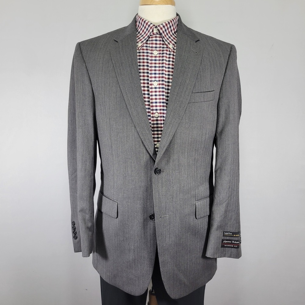 JOS A BANK Men's Sport Coat Blazer Two Button Gray Herringbone Size 41L NEW